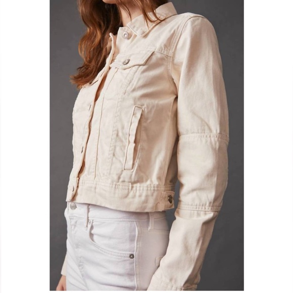 WE THE FREE Free People Rumors Denim Jacket Ecru Cream Size M - Picture 6 of 13